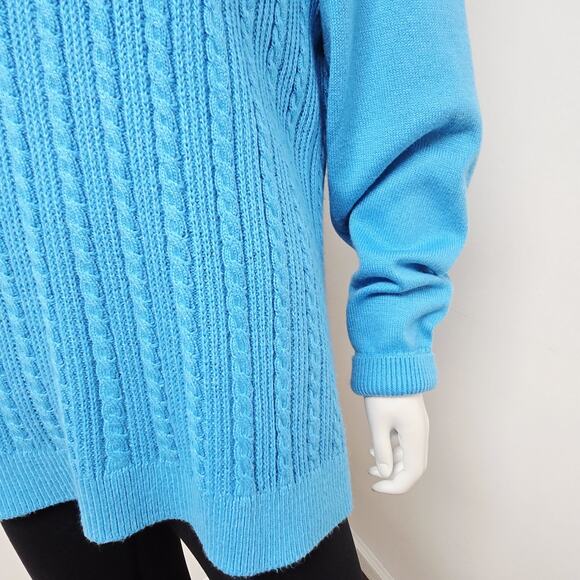 Talbots Sweater Womens Size XL Turquoise Cable Knit Button Shoulder Stretch NWT - Picture 5 of 9